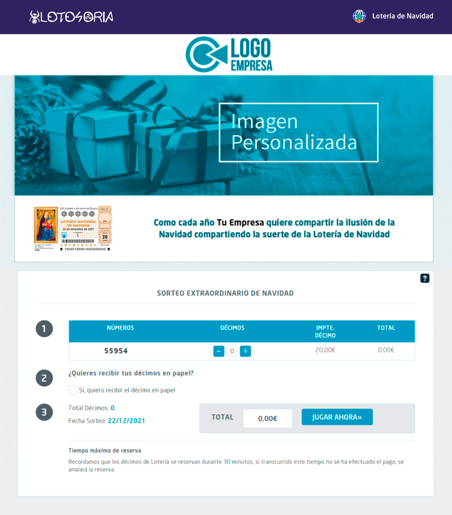 Ejemplo de página de compra